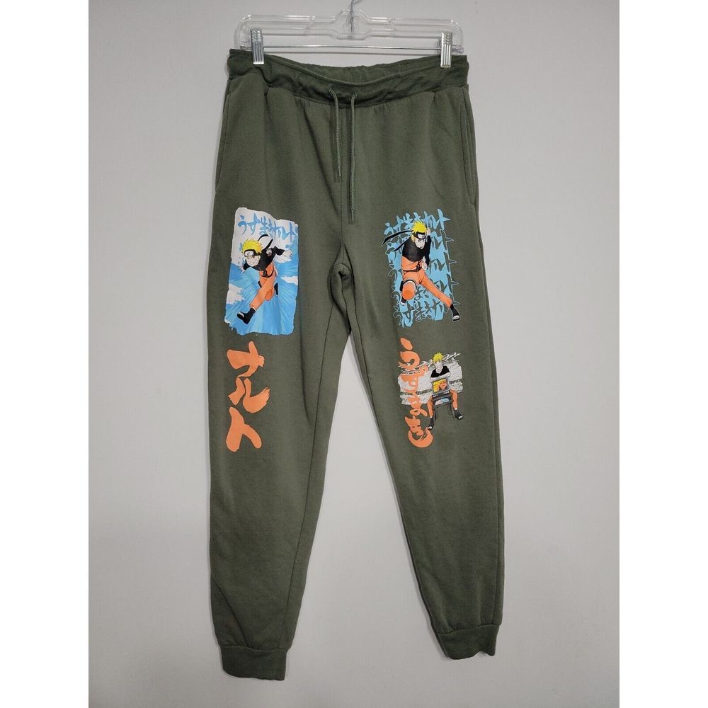 Naruto Unisex Sweats‎ Size Medium 32/34 Green 2012 Drawstring Vintage Anime